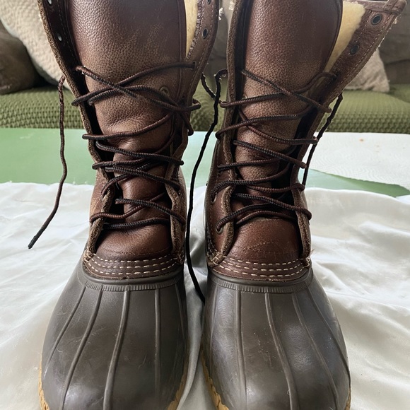 Women's Bean Duck Boots, 10" Shearling-Lined Brown/Brown 6(D), Leather/Rubber - Picture 2 of 6